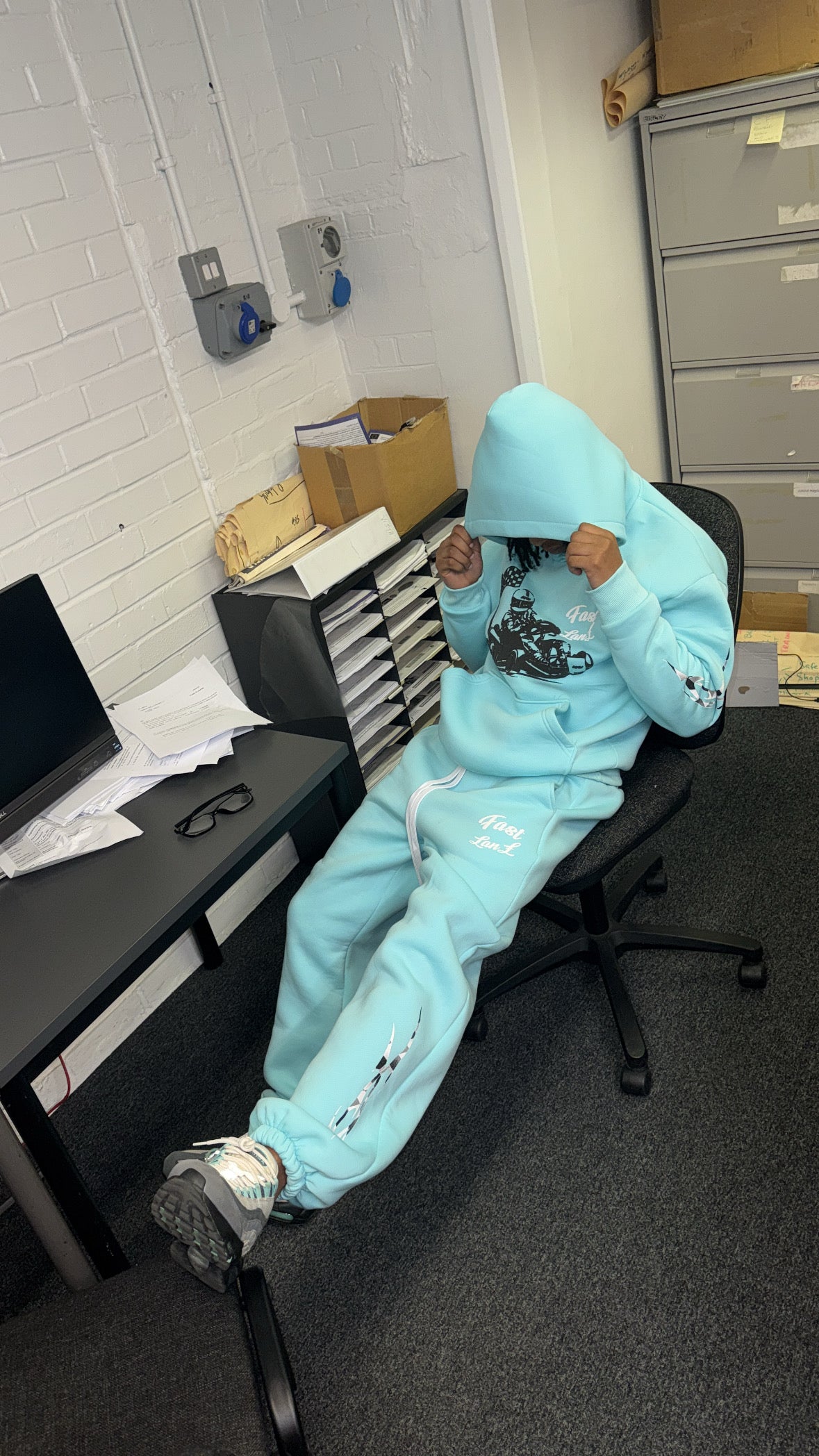 TURQUOISE FAST LANE GO KART HOODIE