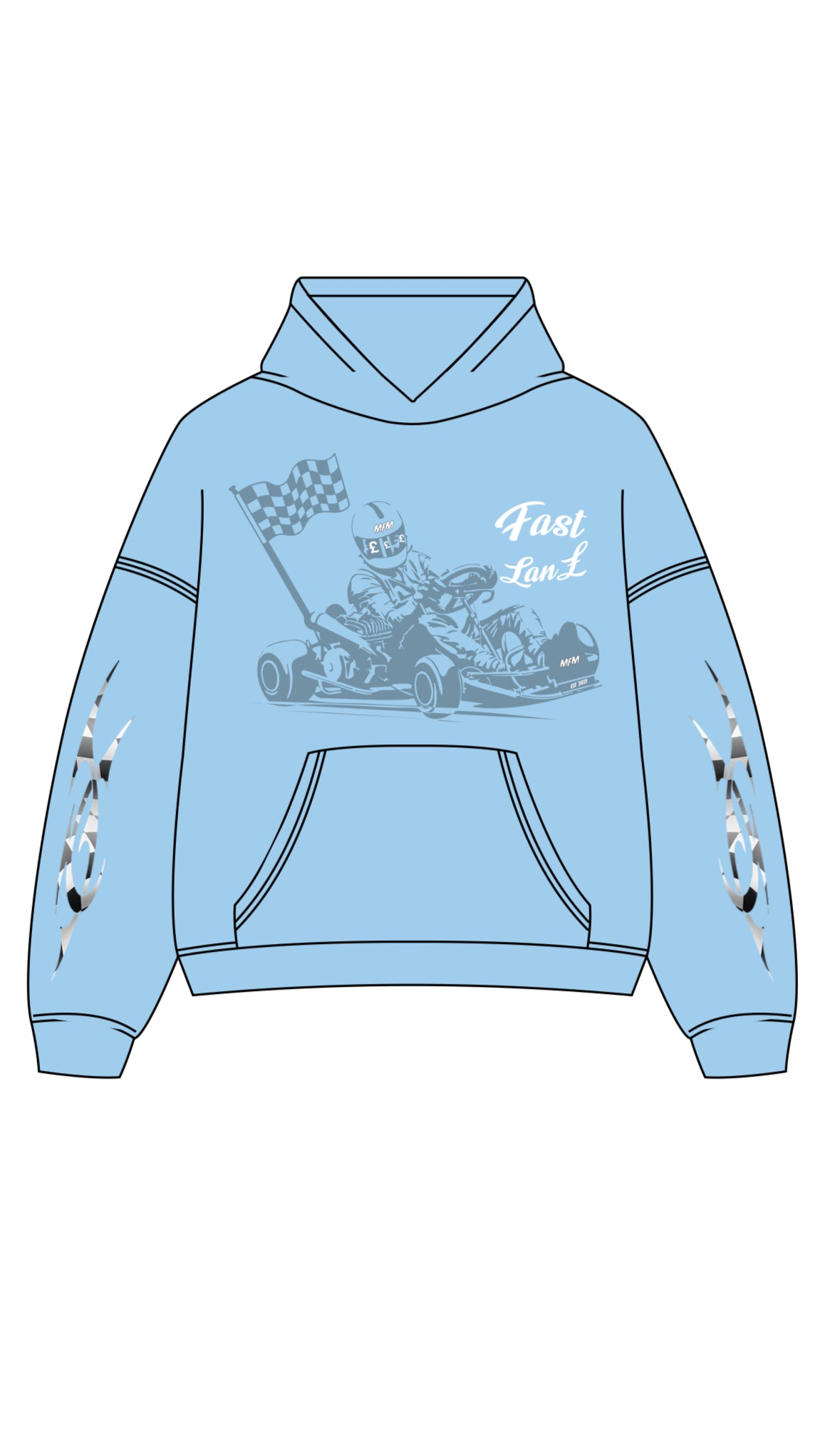 TURQUOISE FAST LANE GO KART HOODIE
