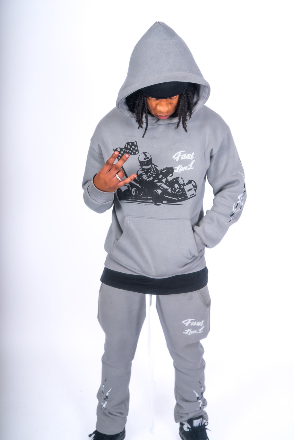GREY FAST LANE BOTTOMS (STRAIGHT LEG)