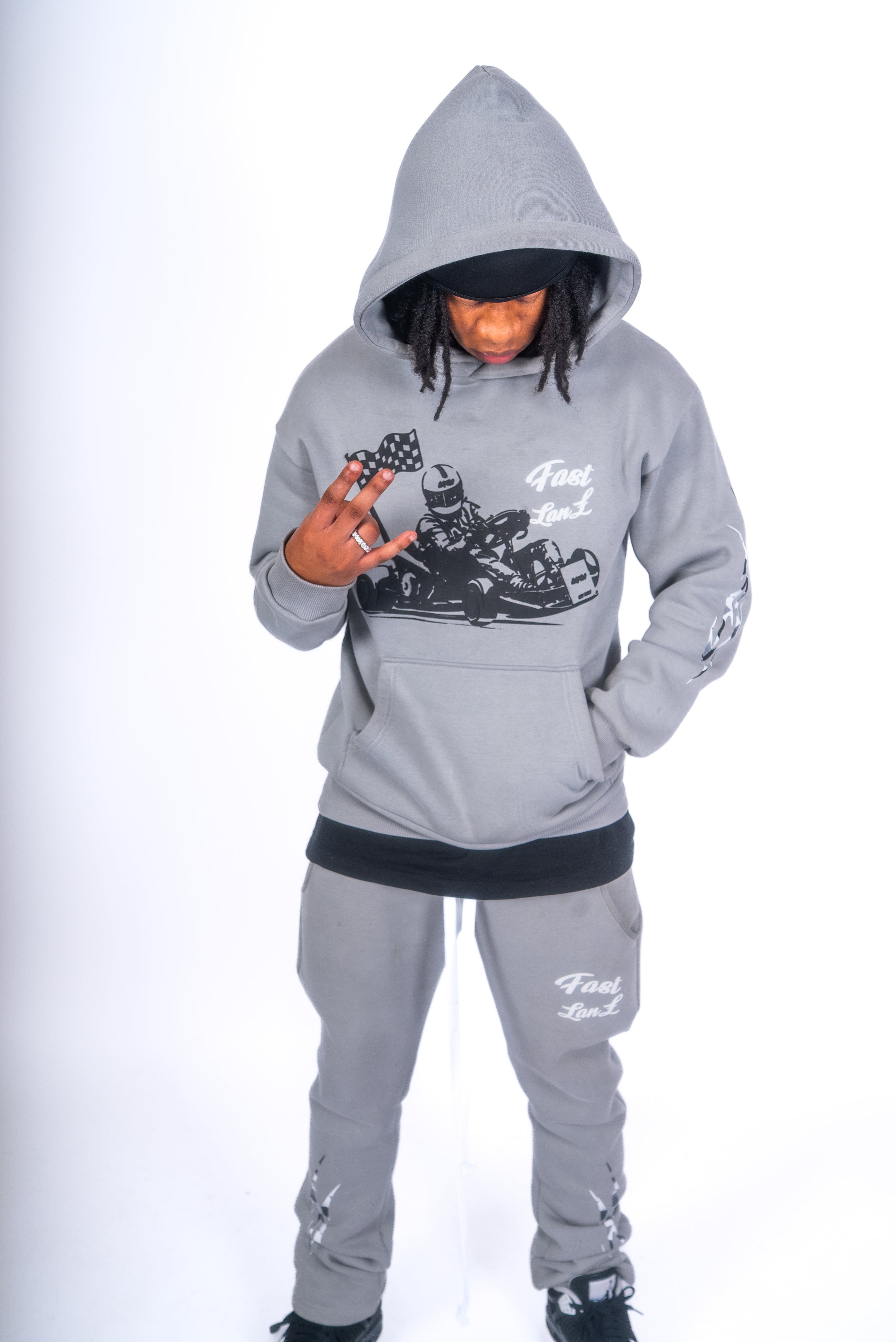 GREY FAST LANE BOTTOMS (STRAIGHT LEG)