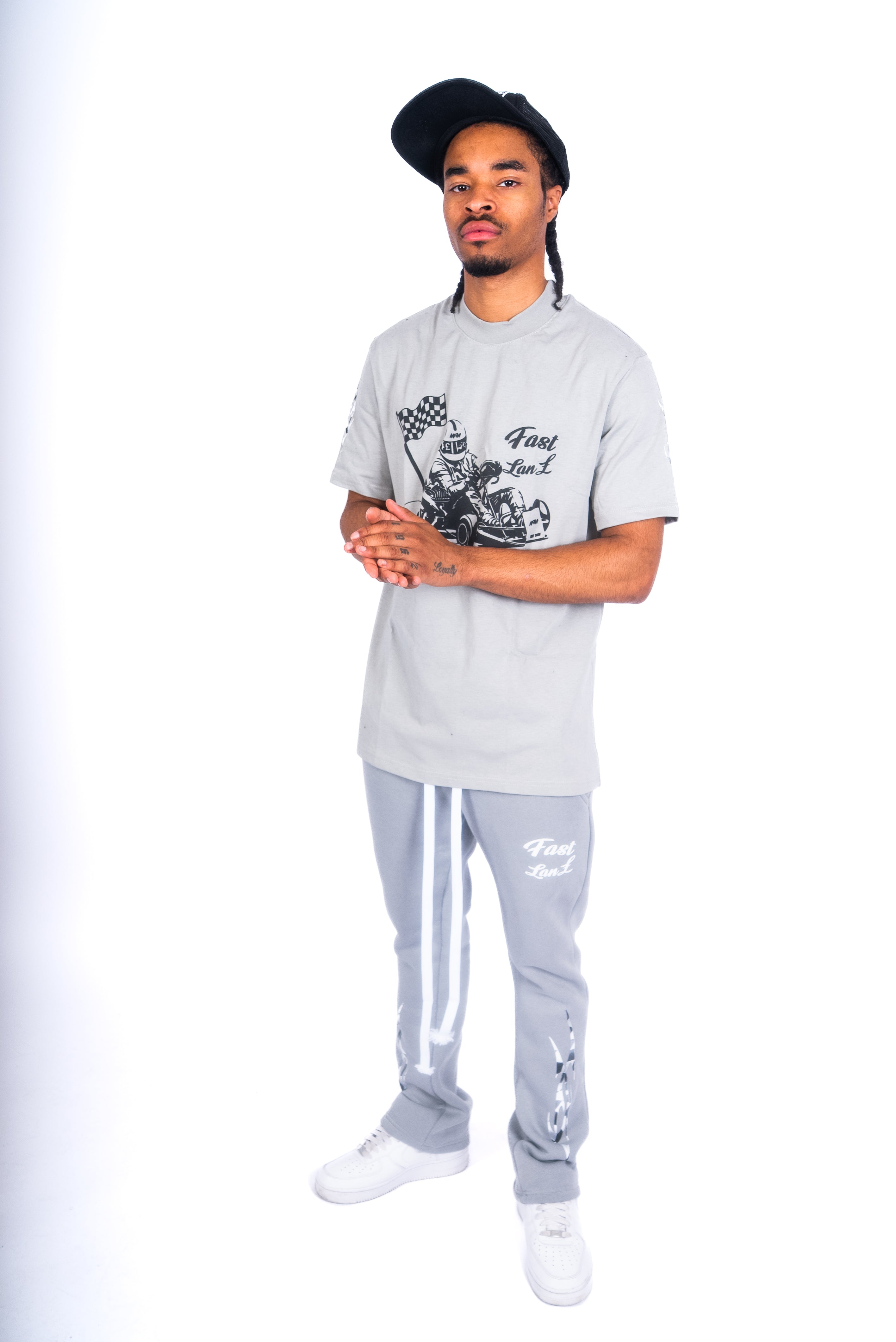 GREY FAST LANE BOTTOMS (STRAIGHT LEG)