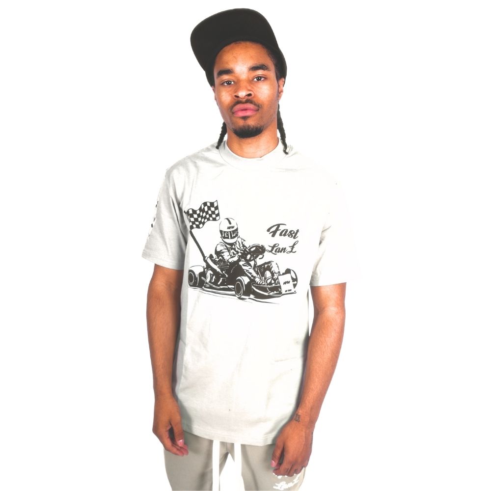 WHITE/BLACK FAST LANE GO KART TEE