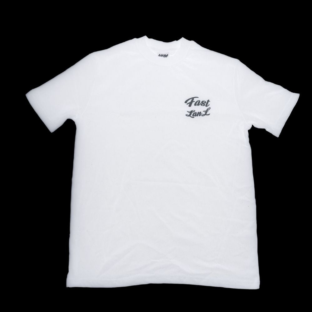 WHITE/BLACK FAST LANE TEE